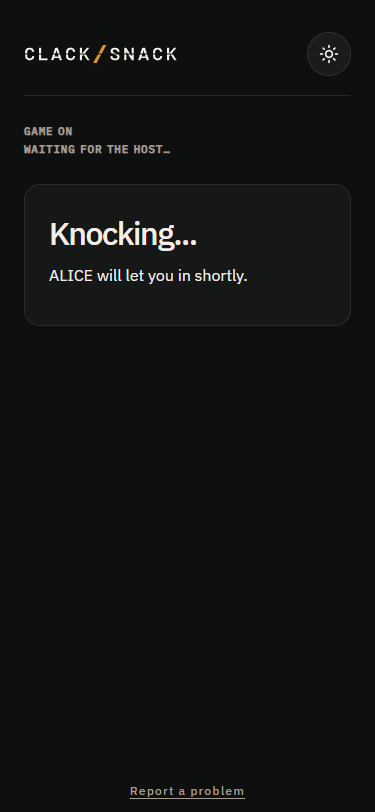 Guest screen after joining, waiting for the host to let them in.