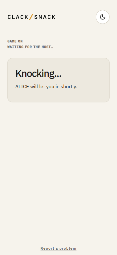 Guest screen after joining, waiting for the host to let them in.